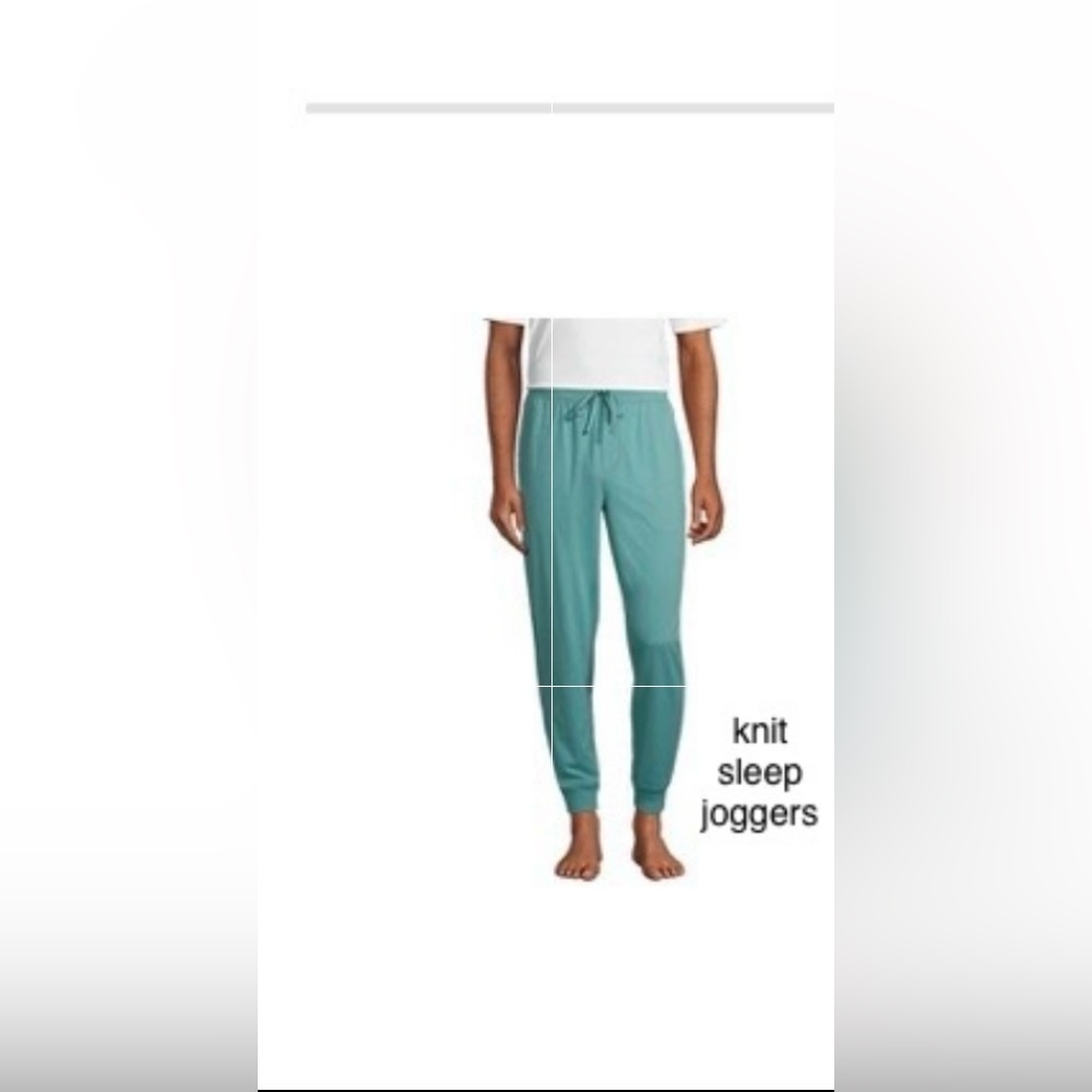 LANDSEND MENS Knit Sleep Joggers Pull On All Cotton Lounging/Pajama Pants